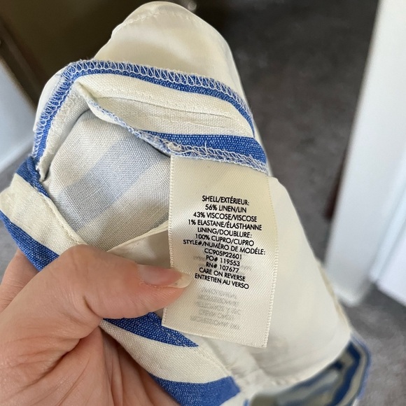 Alice + Olivia Blue & White Striped Linen Blend Shorts Women’s Size 2 - Picture 12 of 15